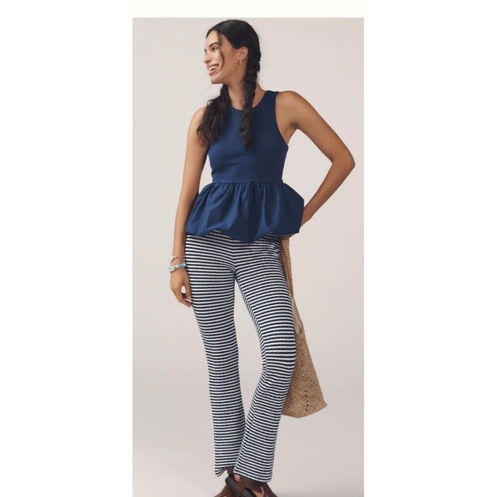 Maeve Bubble Peplum Tank Navy Size L Anthropologie